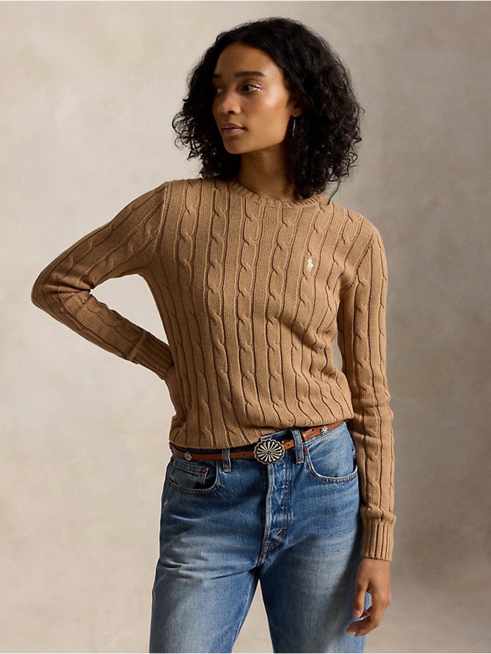 Polo by Ralph Lauren Brown Cable-Knit Crewneck Sweater - Picture 2 of 7